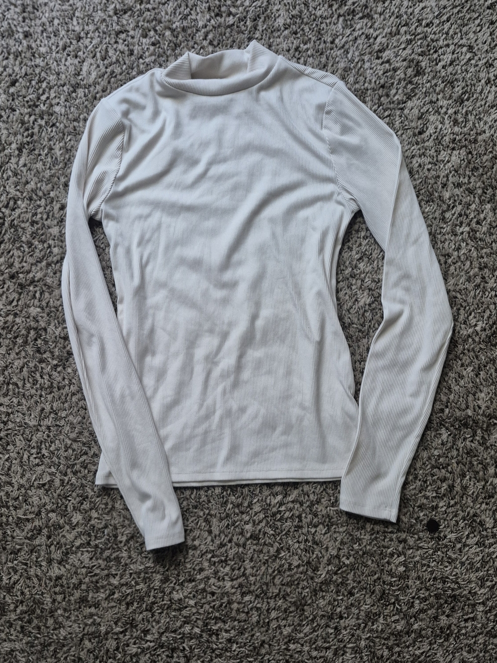 No Boundaries White Ribbed Mock Neck Long Sleeve Top
